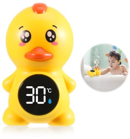 YUFFQOPC Baby Badethermometer Hohe Temperaturwarnung Badewannenthermometer Wasserdicht Baby Thermometer Badewanne Thermometer Baby Keine Batterie-Entlein-Automatisch Öffnen Und Schließen