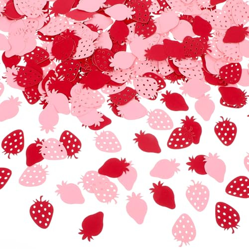 100 Pezzi Coriandoli di Fragole Carta Decorazione Sparsa di Fragole Piccola Decorazione da Tavolo di Coriandoli Rossi e Rosa per Tema Fragola Baby Shower Compleanno Festa di Nozze Decorazione