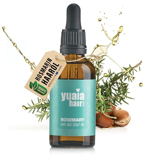 Yuaia Haircare Rosmarinöl Haare | Haarwachstum beschleunigen & Verlangsamt Haarausfall - Mit Rosmarinöl, Arganöl & Jojobaöl | Haaröl Rosmarin | Rosemary Oil for Hair Growth - Glasflasche, Pipette