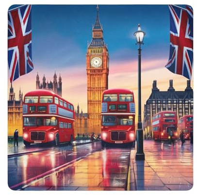 ODAWA Självhäftande duk 45 cm x 45 cm stadsbild London solnedgång kameralins wrap duk bärbar sminkväska för resor
