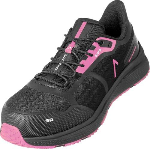 ACE Constructor S1-P Chaussures de Travail - légères, antidérapantes et Confortables - Chaussures de sécurité pour Femmes et Hommes - Noir/Rose - 41
