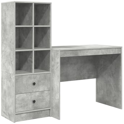 vidaXL Skrivbord Betonggrå 135,5 x 50 x 127 cm 2 st