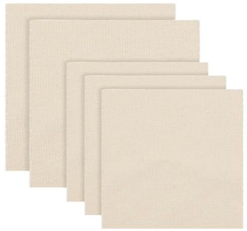 Jortmrd 5 Pièces Tissu de Broderie, Tissu de Moines 30 x 30cm et 45 x 45cm Broderie Point de Croix Tissus pour Broderie pour le Bricolage de Broderies Faites à la main (11CT x 16CT)