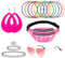 LandReCol 90er Jahre Outfit Damen – 17 Stück 90s Accessoires mit Bauchtasche Damen Rosa, Herzbrille, Tattoo Kette, Neon Armband, Ohrringe – Malle Party Festival Zubehör