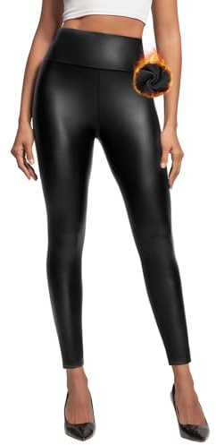 Zilams Leggins Cuero Mujer Invierno Push Up Leggings Térmicos Cintura Alta | Pantalon Cuero Mujer Sintética Elasticos Casual y Moda