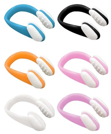 Clip de nez de natation en silicone, clip de nez de natation, 6 pièces bouchons en silicone protection sûre pour adultes compétition plongée libre femmes sports nautiques surf hommes âge 7 ans et plus