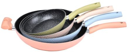 Durandal Équilibre | Poêle antiadhésive à frire compatibles tous feux coloris pastel - Lot de 4