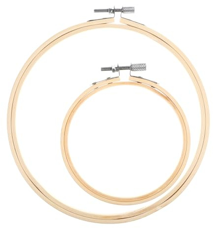 Aysatogc 2PCS Embroidery Hoops, 4/6 inch Round Wooden Embroidery Hoops Adjustable Bamboo Frame Circle Ring Hoop Holder Cross Stitch Hoop Ring for Sewing Home Crafts and Ornaments