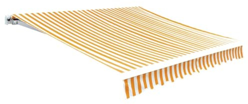 Tenda da sole a morsetto, tenda da sole, tenda da sole a morsetto, tela, giallo e bianco, 6 x 3 m (senza cornice), per terrazze, ristorante in giardino, facile da montare