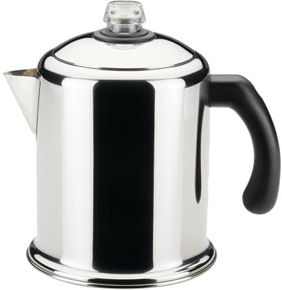 Farberware Classic Stainless Steel Stovetop Yosemite Percolator Coffee Pot, 8-Cup, Stainless Steel