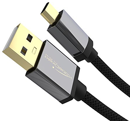 KabelDirekt – Micro USB Kabel – 0,5m (USB 2.0, Ladekabel/Datenkabel, für alle Micro-USB-Geräte, schwarzes Nylon)