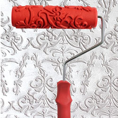 petsola 7 '' Embossing Fleur Motif Peinture Rouleau Mur Peinture Brosse Manchon Avec Poignée Outils De Décoration Murale - # 5