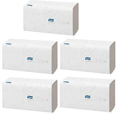 Tork 120288 Xpress Multifold Papierhandtücher H2 Advanced weiß - Falthandtücher 2-lagig & saugstark - Handtuchpapier extra weich, reiß- & nassfest (5 x 136 Blatt)