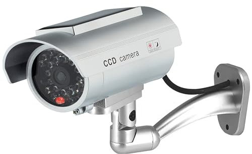 O&W Security Dummy Kamera Solar Attrappe mit Objektiv mit blinkendem Licht wasserdicht für den Innen- und Außenbereich
