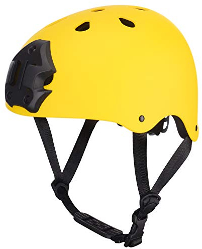 ipoob Adult Kayaking Canoe Whitewater Watersports Helmet with Camera Clamp Mount Plate (Matte Yellow, Large)