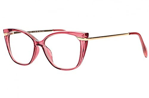 Lunettes Loupe Oeil de Chat Rouges et Dorees Femme Fashion Sara - Taille: Dioptrie 2,5 - Couleur: Rouge - Femme