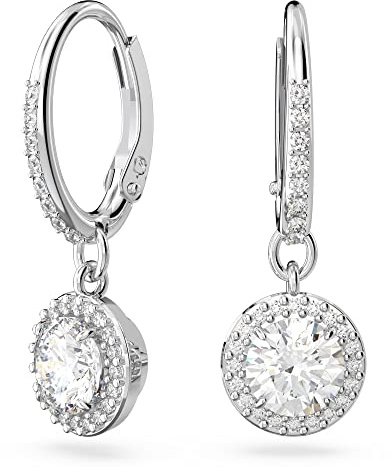 Swarovski Una Ohrringe, Rhodinierte Hängeohrringe mit Klaren Swarovski Kristallen