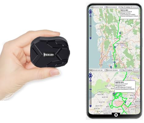 TKMARS GPS-Tracker, Mini-Diebstahlschutz, Echtzeit-Tracking, Auto-Tracker, 1500 mAh, magnetisches Tracker-Gerät mit SOS-Vibrationsalarm, GPS-Ortung, Fahrrad, Kinder, Motorrad, tragbarer Tracker für iO