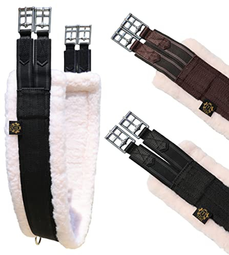T TEKE Daily English Girths for Horses: Padded with Fleece, Double-Sided Heavy-Duty Elastic and Stainless Steel Buckles (Sizes 38”-56)