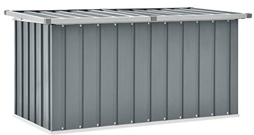 Festnight Caja de Almacenaje de Jardín, Baúl de Almacenaje de Jardín, Arcon para Patio de Acero, Caja de Herramientas Exterior, Caja de Cojines para Interior y Exterior, Gris 129x67x65 cm