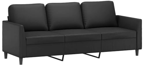 vidaXL Divano a 3 Posti Nero 180 cm in Similpelle