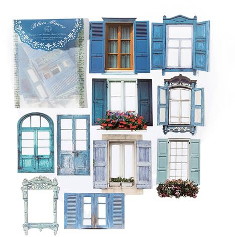 Aladeno 10 Pezzi Cornice per Finestra Vintage Estetica Scrapbook Carta Adesiva Scava Fuori Decorativa Collage