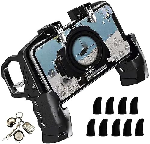 Mikirini 11 in 1 Mobile Phone Game Controller for PUBG/Call of Duty/Knives out, Cell Phone L1R1 Gaming Triggers for 4.5-6.7 iPhones/Android Phones