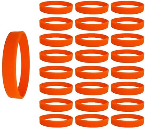 Mcoser Silicone Wristbands,25Pcs Orange Silicone Wristbands,Silicone Elastic Bracelets,Sports Rubber Bracelets for Events,Silicone Bracelets Stretch For Party,Men WomenSports Outdoor Team