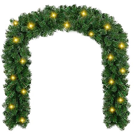 YuuFcy Ghirlanda natalizia con illuminazione, ghirlanda natalizia con 100 LED, luce bianca calda, artificiale, con timer, decorazione natalizia, per interni ed esterni (5 m)