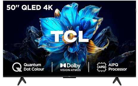 TCL 50P7K-UK 50 QLED 4K Ultra HD HDR Google TV (Google Assistant, Freeview Play, Dolby Atmos, Dolby Vision, HDR10+, Motion Clarity，2025 New Model)