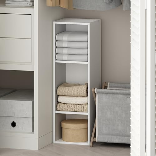 Furinno Reed 3-nivås mångsidiga kläder och garderobsförvaring organiseringshylla, 25 cm bredd, vit