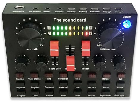 Tarjeta de sonido en vivo con efectos de mezclador DJ y cambiador de voz, mezclador de audio, tablero mezclador de sonido profesional, mezclador de audio de tarjeta de sonido en vivo, interfaz de