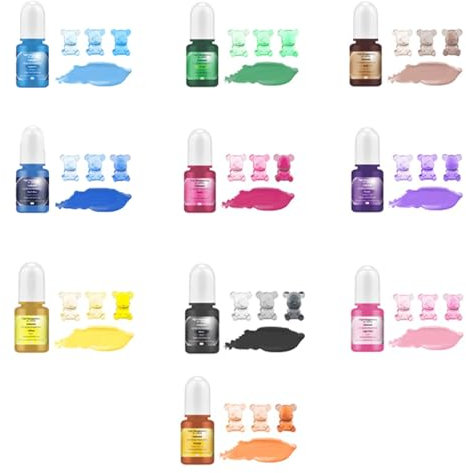 Canollo 10 Stück Farbpigmente für Gießpulver, Coloridol Farbpigmente Flüssig für Gießpulver, Epoxidharz Farbe je 5 ml, Epoxidharz Pigment Farbstoff Set, für Harz Kunst, Gipsfarbe, DIY Kunsthandwerk