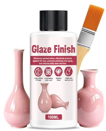 SHOPPGO Vernice Trasparente Lucida, Lucido per Argilla, Sigillante per Gesso Ceramico, Adatto per Gesso e Argilla, Smalto per Argilla Senza Cottura, Effetto smalto lucido, Pennello incluso, 100 ml