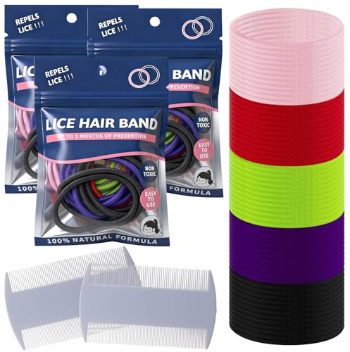 60 PCS Anti Lice Hair Scrunchie, Buntes Anti Läuse Haargummi Mit Läusekamm