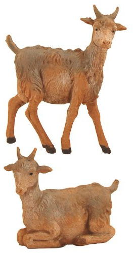 Fontanini by Roman Inc., 2 Piece Set of Goats, 5 Collection, Nativity Figure and Accessories, Hand Sculpted and Painted (3x1x5)