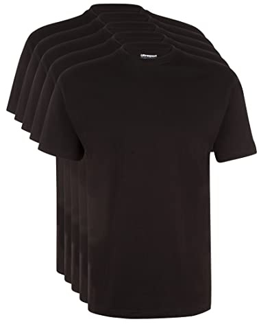 Ultrasport Herr sport fritid t-shirt med rund hals set om 5, svart, XL