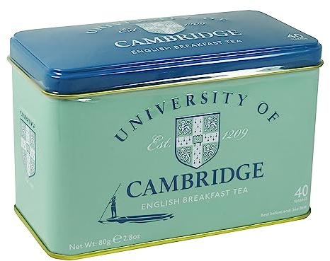 New English Teas University Of Cambridge Tea Tin with 40 English Breakfast Teabags