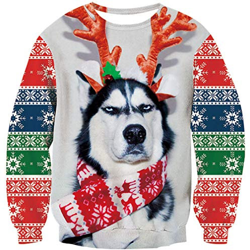 Goodstoworld Hässliche Weihnachtspullover Unisex Jungen Mädchen 3D Druck Lustige Pullover Weihnachten Sweater Ugly Christmas Sweater S