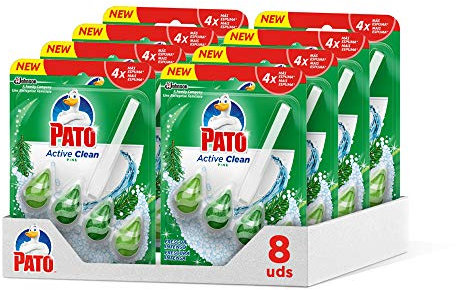 Pato Active Clean - Colgador wc, frescor intenso, perfuma, Limpia y Perfuma el inodoro, aroma Pino. (Pack 8 unidades)