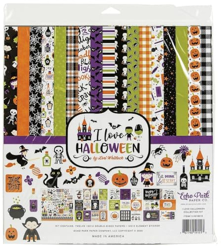 Echo Park Paper Company Love Halloween Collection Kit, Orange, Black, Purple, Green , 12-x-12-Inch