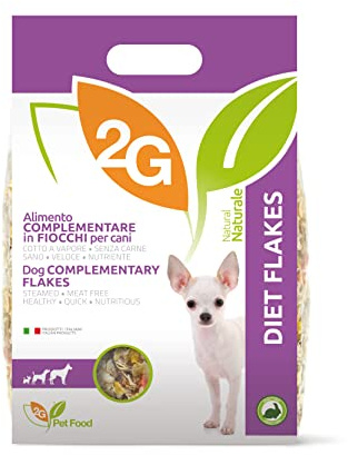 2G Pet Food Diet Flakes – cibo per cani Complementare Mix di Fiocchi Vegetali per Diete Casalinghe 2kg Per Tutte le Età e Razze Naturale e Bilanciato Made in Italy