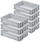 BRB 7 bacs Euro empilables avec 2 poignées, L x l x H 600 x 400 x 120 mm, gris