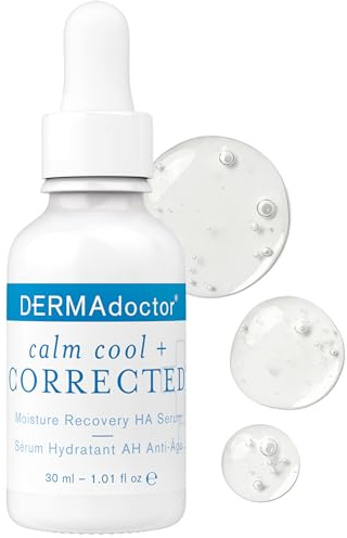 DERMAdoctor Calm Cool + Corrected Dermatologist Formulated Moisture Recovery Hyaluronic Acid Serum with Vitamin C & Niacinamide; Hydrating & Brightening Anti Aging Serum for Sensitive Skin - 30 ml