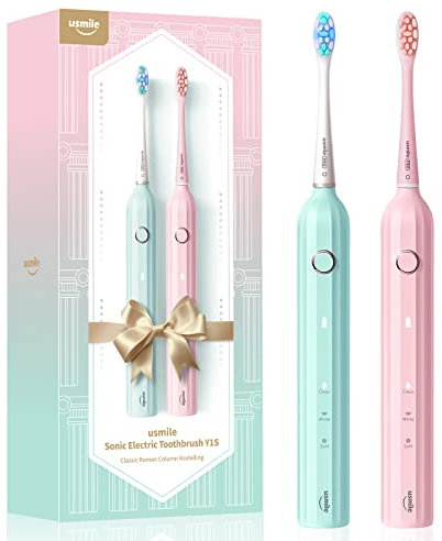 usmile Elektrische Zahnbürste Schallzahnbürste, Electric Toothbrush mit 3 Modi, intelligentem Timer, für Zahnaufhellung empfindliches Zahnfleisch, Geschenk für Familie Freunde, Y1S Rosa & Mint