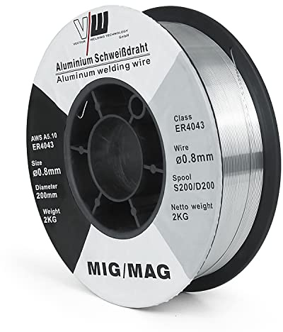 VECTOR WELDING Filo Alluminio per Saldatura MIG/MAG ER4043-0.8mm 2kg - Bobina D200 S200 - Filo Animato in Lega per Saldatura Alluminio - Bobina di Filo d'Apporto