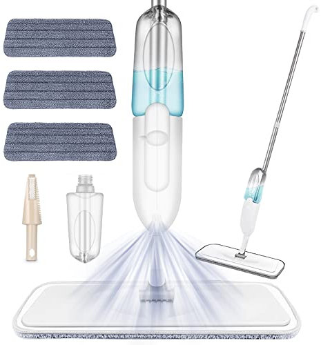 Sprühwischer Bodenwischer, Wischer mit Sprühfunktion mit 3 Wisch Pads und 500 ml Wassertank, Spray Mop für Fliesen, Laminat, Marmor