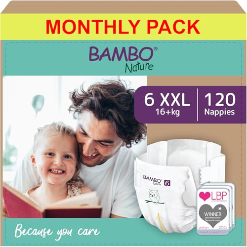 Pañales para bebé Bambo Nature Talla 6-16+kg (Pack 6 X 20Un)