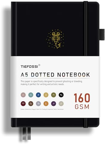 TIEFOSSI Cahier à Points, Papier Épais Anti-Saignement de 160GSM, Carnet à Points avec Motif de Constellations, Journal du Scorpion pour Femmes, 256 Pages de Grille à Points Numérotées