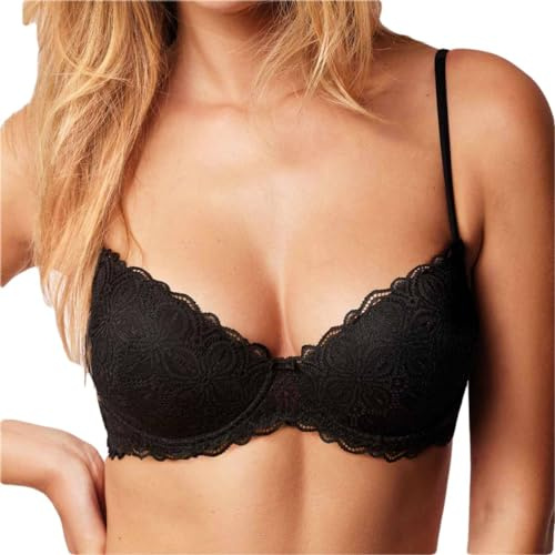 INFIORE 1 Pezzo di Reggiseno Donna a Balconcino in Pizzo 901 Imbottito con Ferretto. Nero 2B